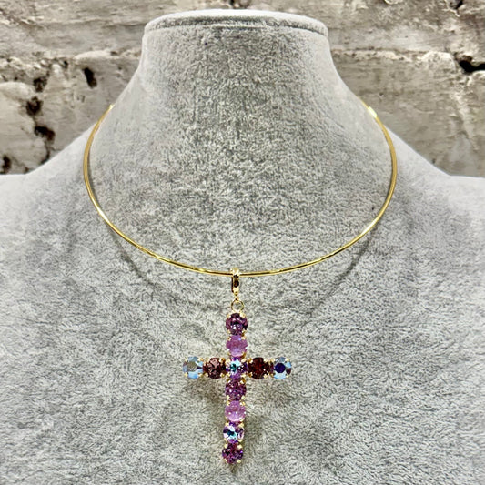 Ella Cross Pendant - Purple Multi