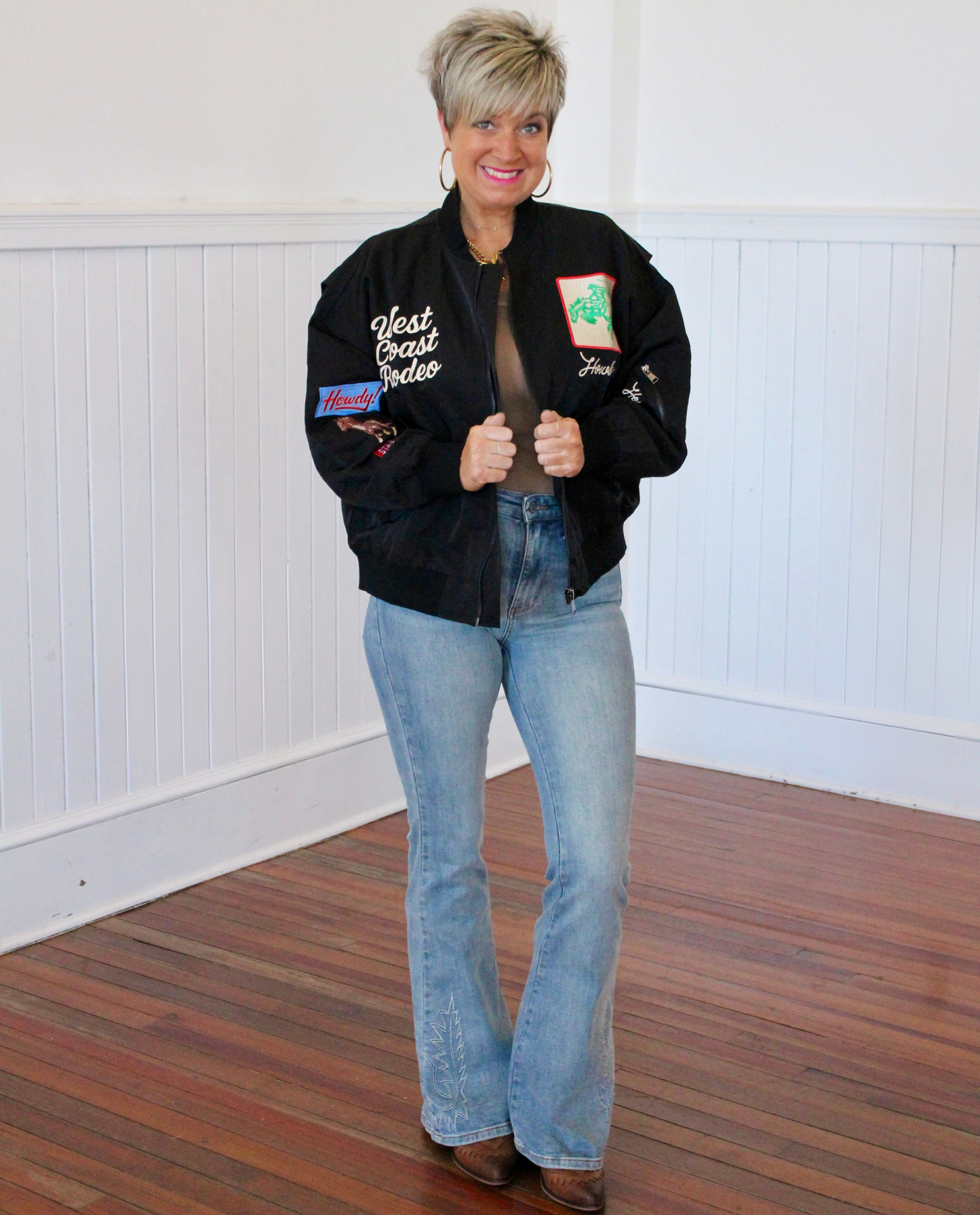 Western Girl Bomber Jacket- Black