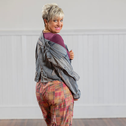 Patchwork Skies Crop Jacket - Midnight