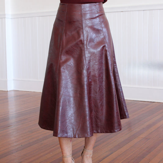 Oleska Pleated Skirt- Burgundy