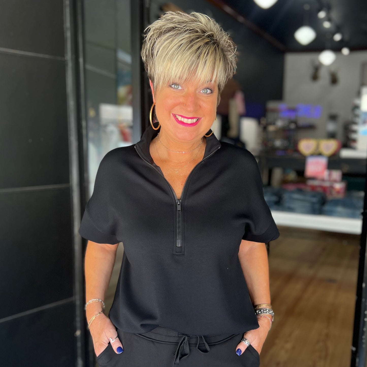 Scuba Half-Zip Short Sleeve - Black