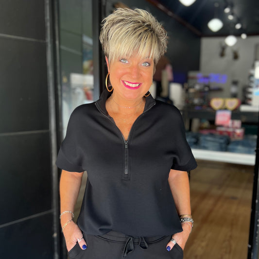 Scuba Half-Zip Short Sleeve - Black