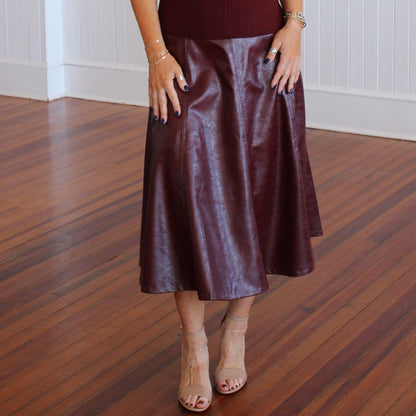 Oleska Pleated Skirt- Burgundy