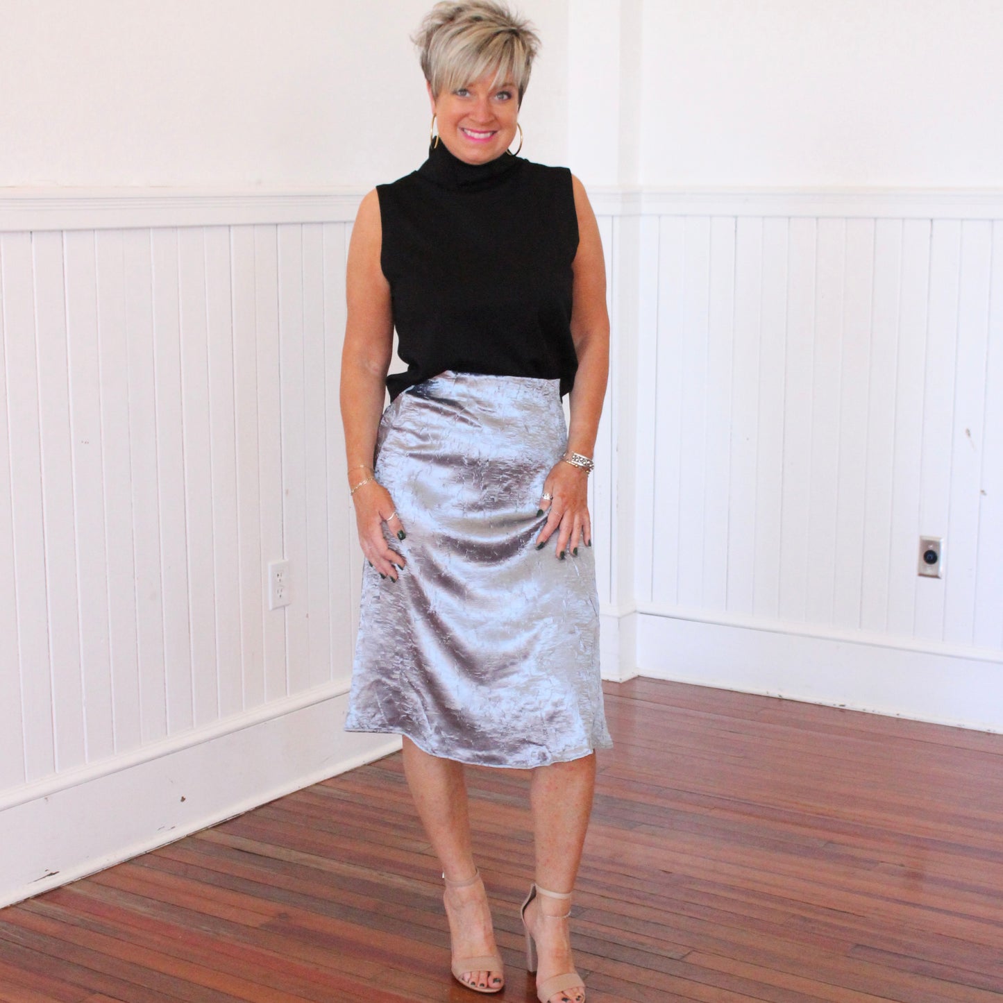 "Winter Nights" Midi Skirt- Blue Steel
