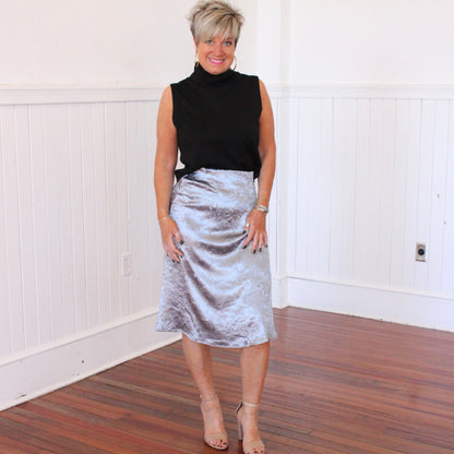 "Winter Nights" Midi Skirt- Blue Steel
