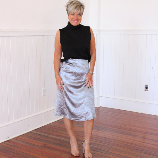"Winter Nights" Midi Skirt- Blue Steel