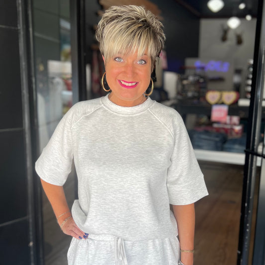 Scuba Oversized Sleeve Top - Heather Grey