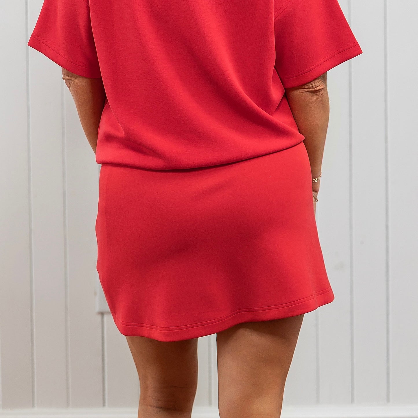 Scuba Flat Piping Skort - Red/Cream