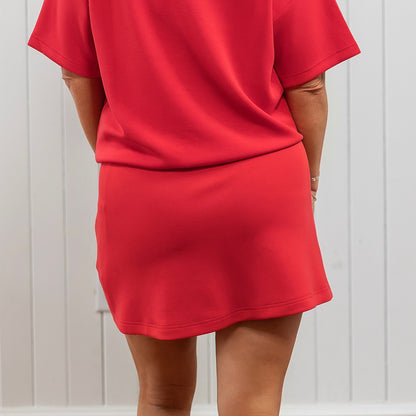 Scuba Flat Piping Skort - Red/Cream