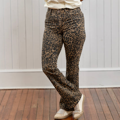 Judy Blue HW Bootcut Leopard Jeans