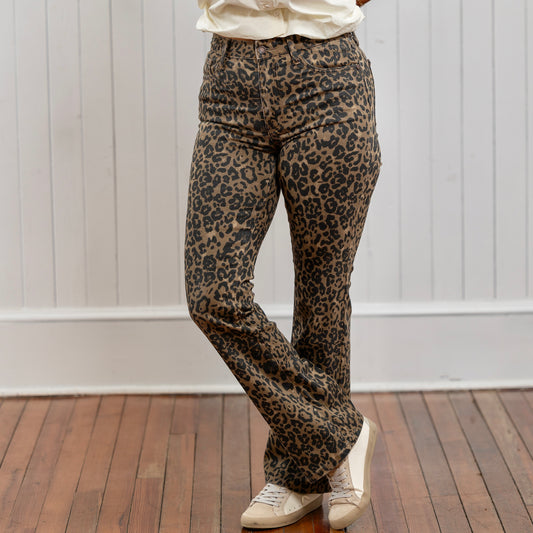Judy Blue HW Bootcut Leopard Jeans