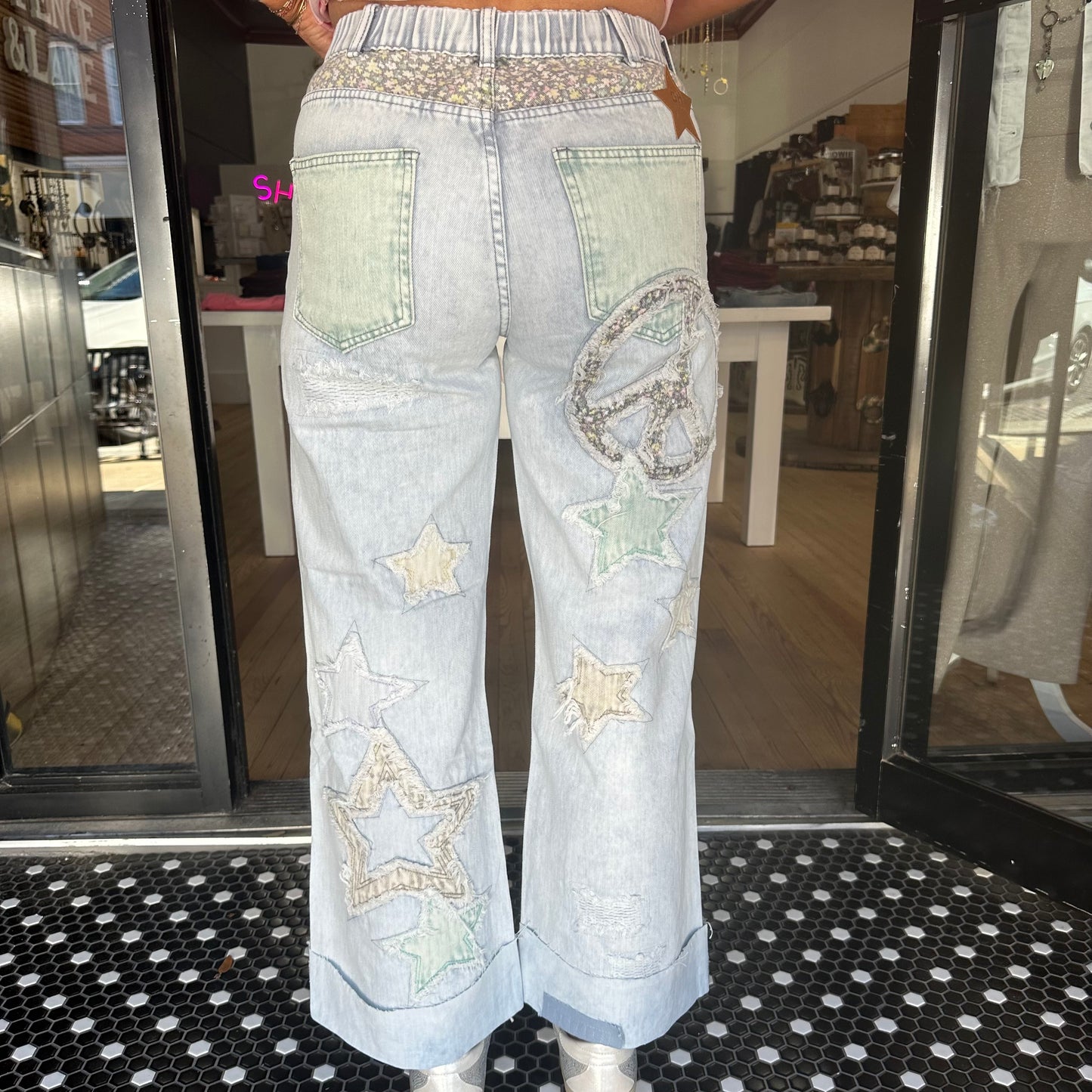 Peace Sign Princess Jeans - Blue
