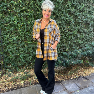Buffalo Plaid Oversized Shirt- Yellow