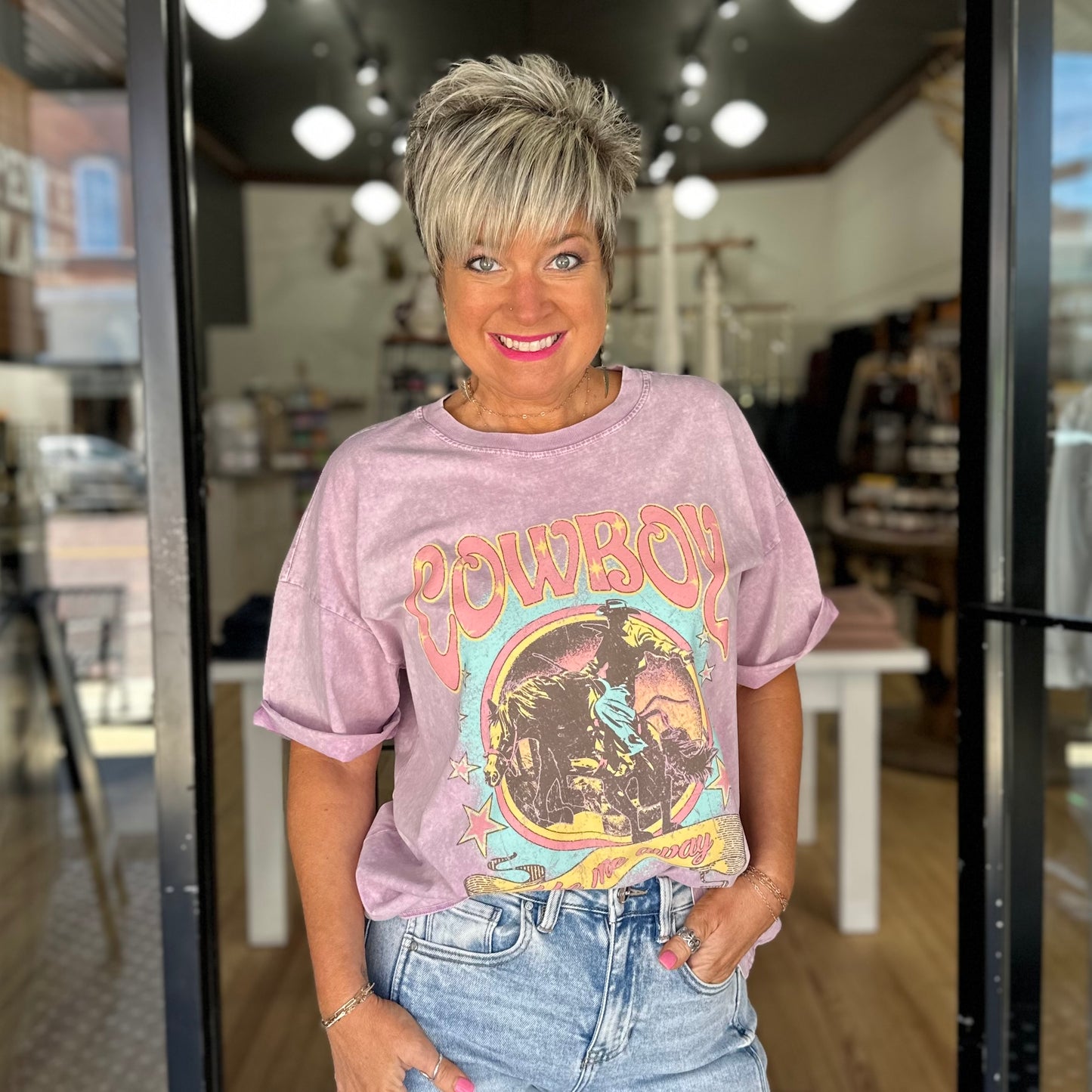 Cowboy Me Away Top- Lavender