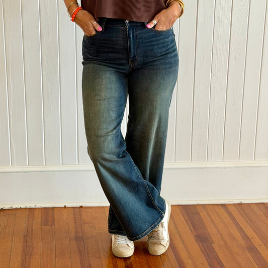 Judy Blue HW Lux Retro Wide w/ Adjustable BK Tab - Whisky Night