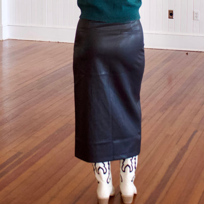 Night Court Leather Skirt - Black