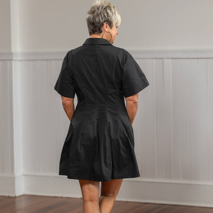 Wednesday Button Down Mini Dress - Black