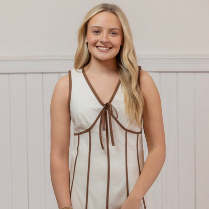 Bold and Beautiful Dress - Ivory/Brown