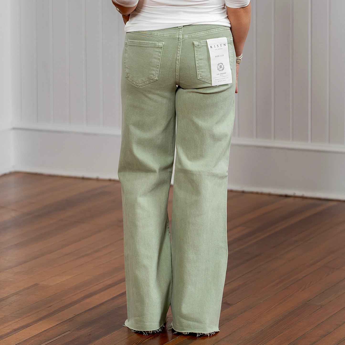 Risen TC Mid Rise Wide Leg Jeans - Olive