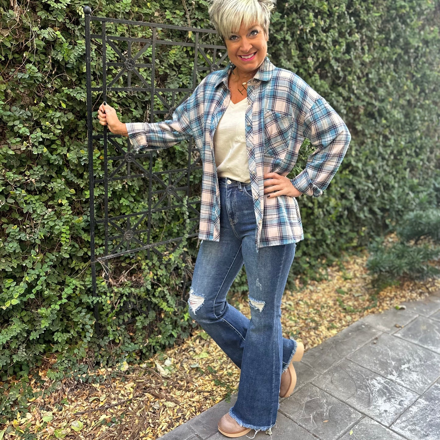 The Perfect Boyfriend Flannel- Teal