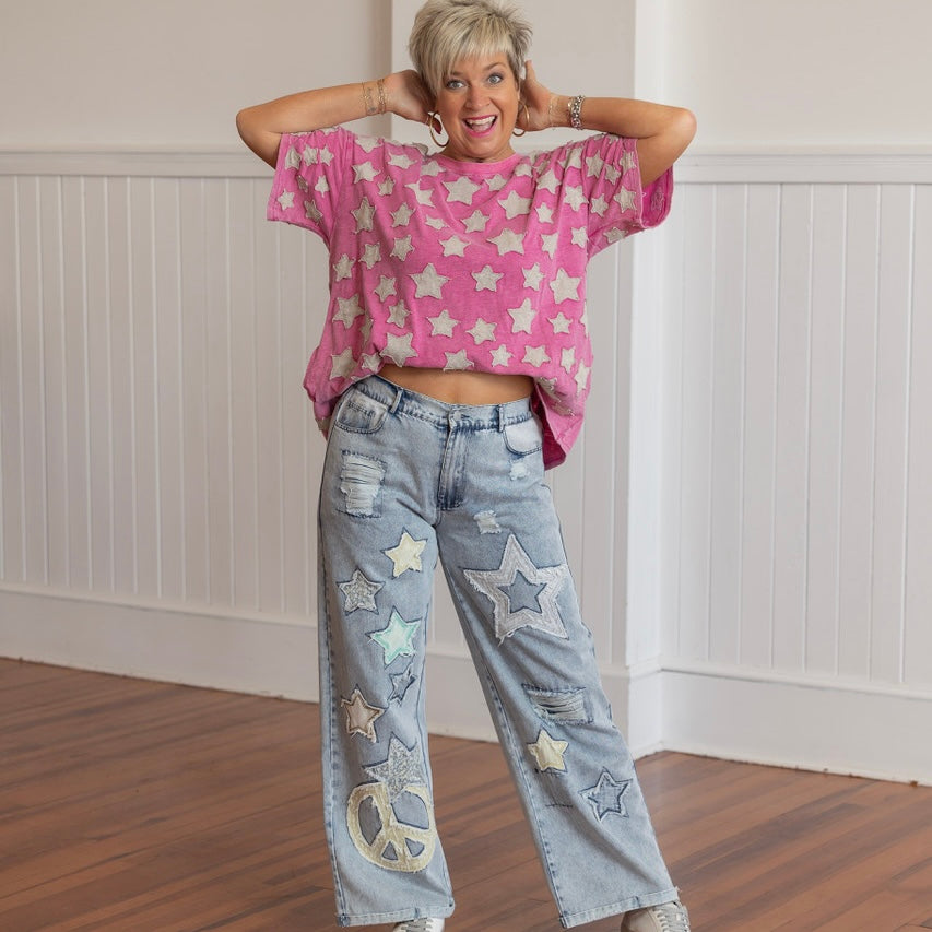 Over the Rainbow Star Pants - Denim