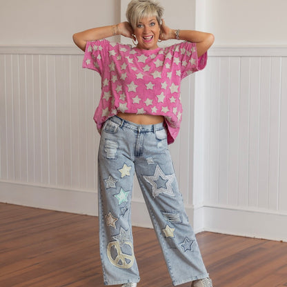 Over the Rainbow Star Pants - Denim
