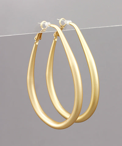 Teardrop Tube Earrings - Matte Gold