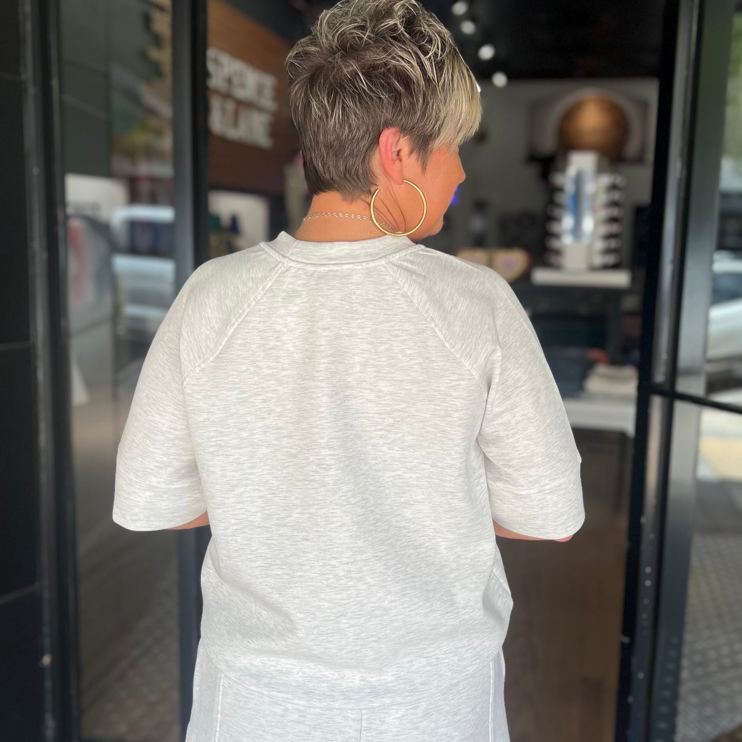 Scuba Oversized Sleeve Top - Heather Grey