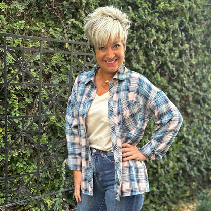 The Perfect Boyfriend Flannel- Teal
