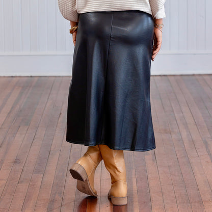 Show Me Love Faux Leather Skirt - Black