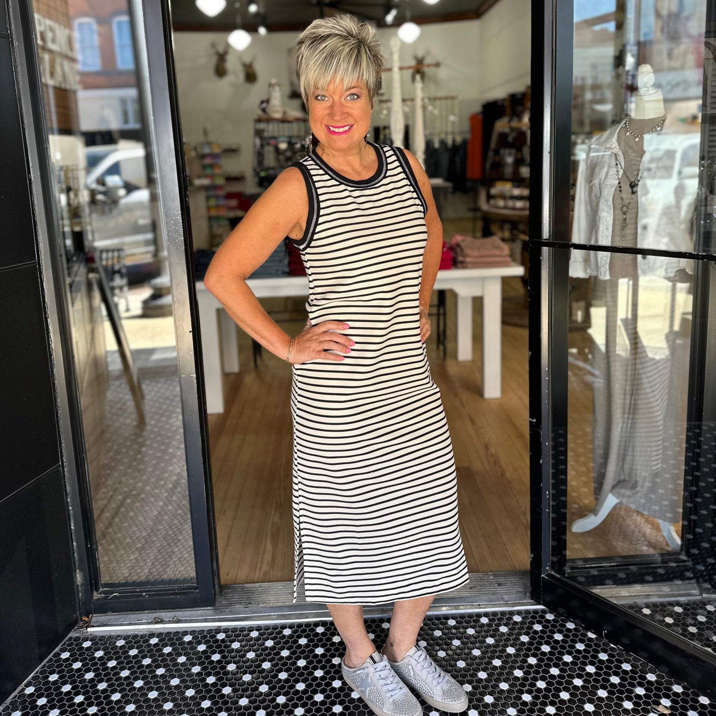 Huntington Beach Dress - Black/Cream