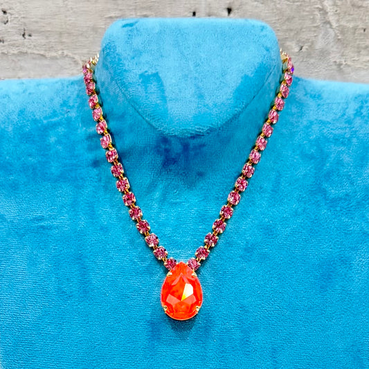 TOVA Melinda Necklace - Fuschia/Orange
