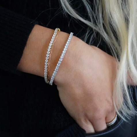 Stretchy Tennis Bracelet-Silver