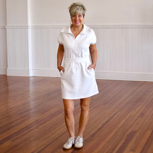 Scuba Luxe Half-Zip Mini Dress - Grey