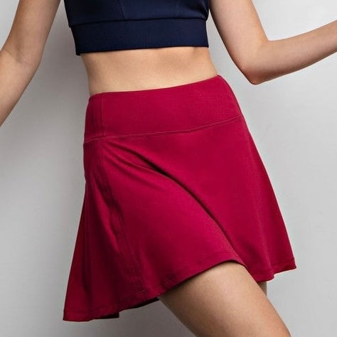 Butter Soft Back Pleat Skirt - Pomegranate