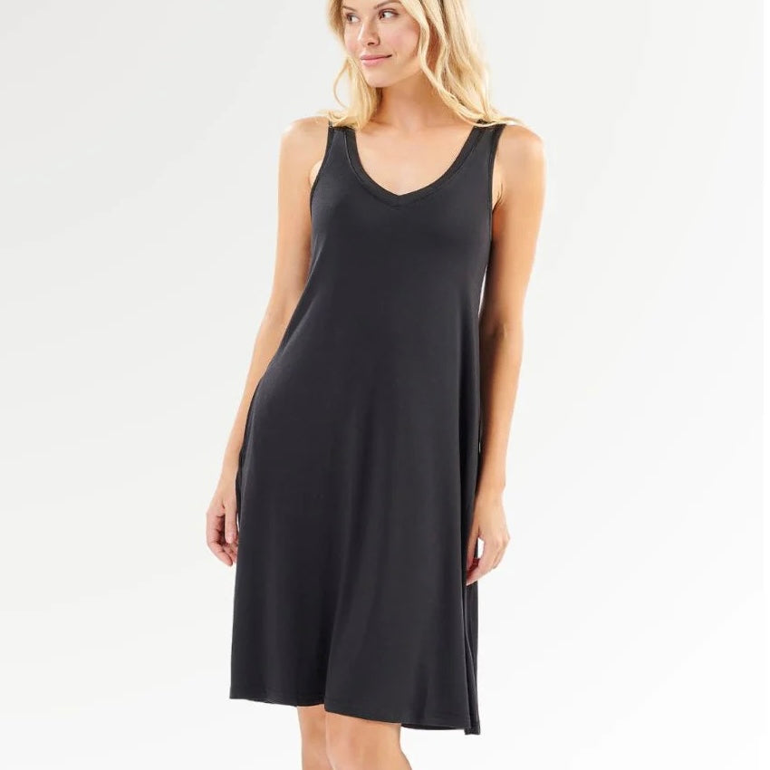 Faceplant Dreams V-Neck Nightgown: Black