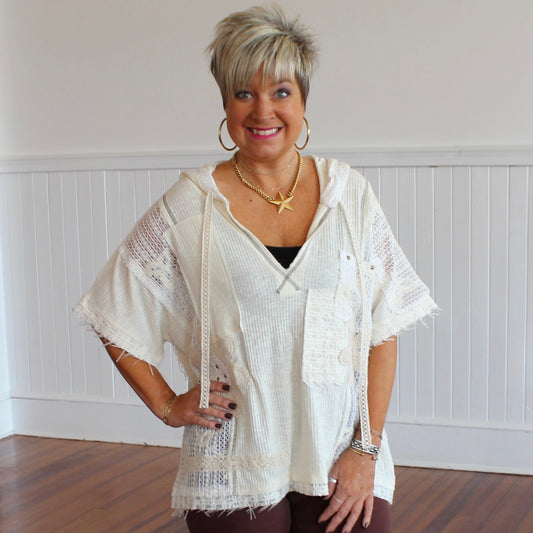 Hooded Tread & Thistle Pullover - Natural