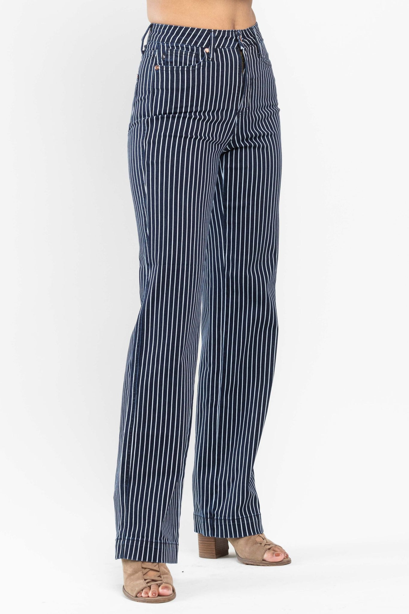 Judy Blue HW Tummy Control Striped Straight