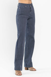 Judy Blue HW Tummy Control Striped Straight