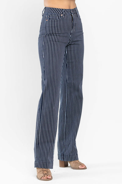 Judy Blue HW Tummy Control Striped Straight