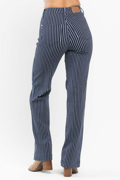 Judy Blue HW Tummy Control Striped Straight