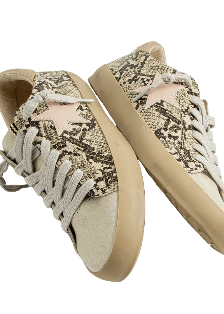 Paula Sneaker - Beige Snake