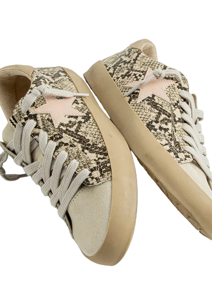 Paula Sneaker - Beige Snake