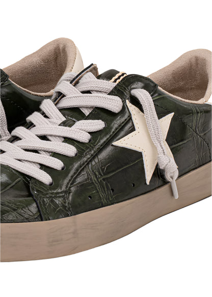 Paula Sneaker - Olive Croco