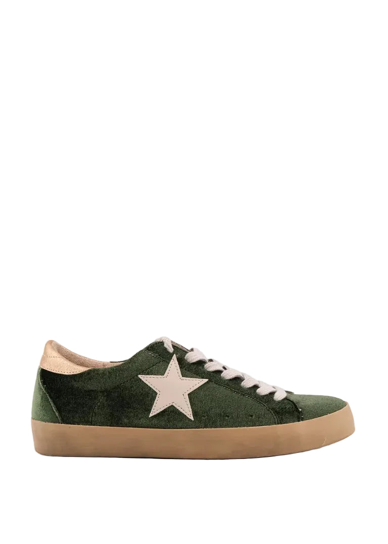Paula Sneaker - Olive Velvet