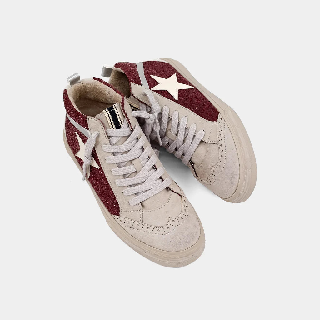 Paulina Sneaker Dark Red Glitter Spence Lane Boutique
