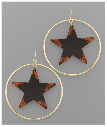Star & Circle Earrings - Antique Black