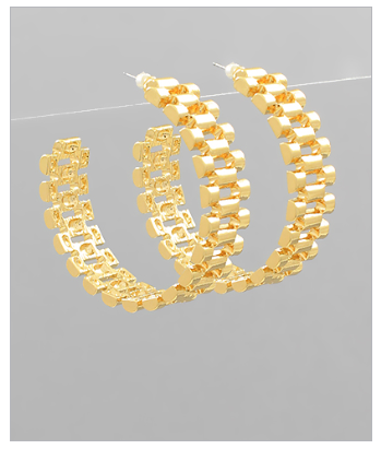 45mm Watch Chain Wide Hoops - Gold