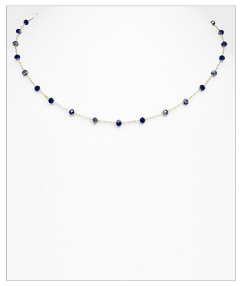 Glass Bead Chain Choker - Blue