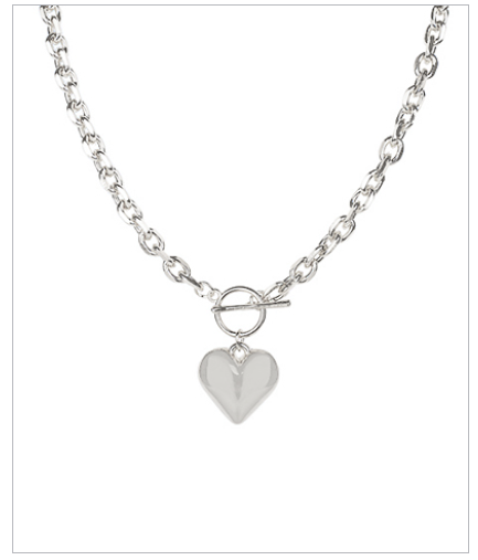 Puffy Heart Toggle Necklace